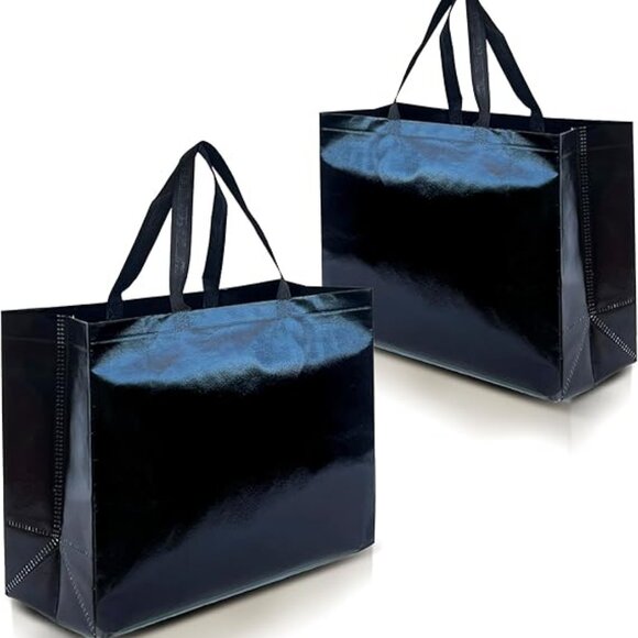Handbags - Black Gift Bags Extra Large Size–Set of 12 Reusable Black Gift Bags With Handles